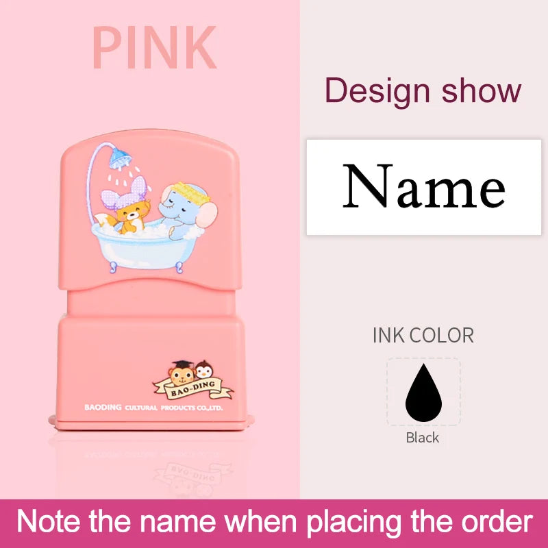 Personalized Kids Name Stamp-Custom Waterproof Seal Stamps for School,Durable Non-Fading Ink, Travel Case & Educational Tools