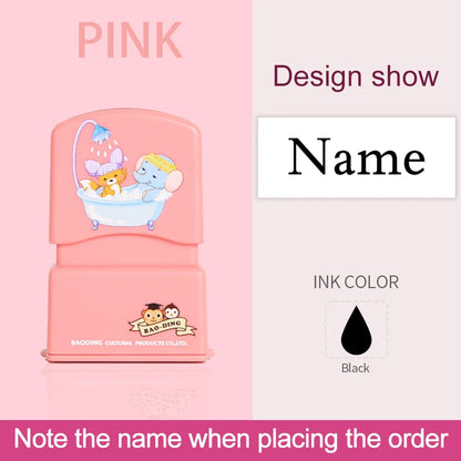 Personalized Kids Name Stamp-Custom Waterproof Seal Stamps for School,Durable Non-Fading Ink, Travel Case & Educational Tools