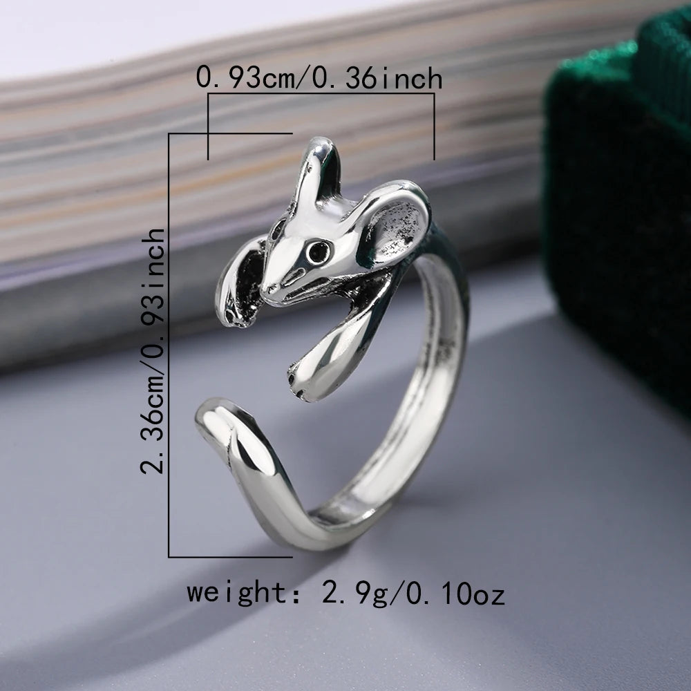 1 Creative Vintage Rat Adjustable Alloy Ring - Simple and Cute Hypoallergenic and Eco-Friendly Decorative Accessories Gifts