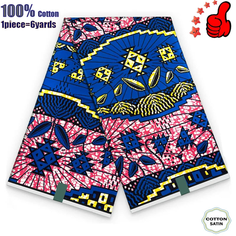 100% Cotton Soft Original Guaranteed Veritable African Real Wax Fabric Ghana Nigeria Style Ankara Wax Batik Fabric - 38