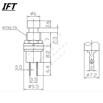 6pcs PBS-110 7MM Momentary Pushbutton Switch Press the reset switch On Off Push Button Micro Switchs Normally closed NC or NO