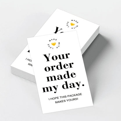 50pcs Pink Thank You Cards With'your Order Made My Day'message,Appreciation Card For Small Business Package,Retailer Thanks N