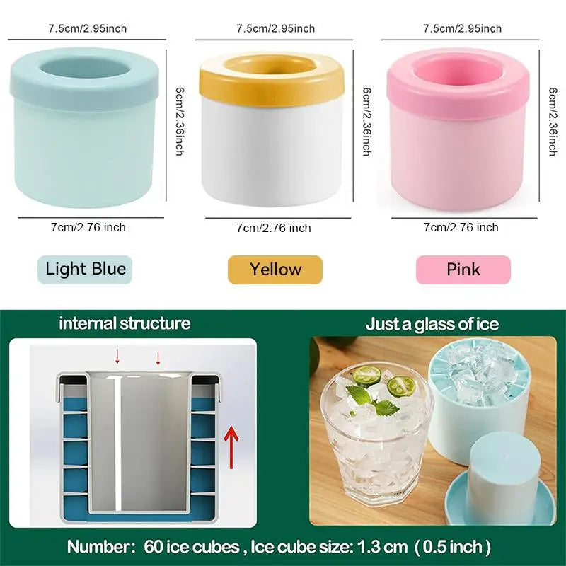 Silicone Ice Cube Mold Round Ice Bucket Summer Homemade DIY Refrigerator Freeze Ice Maker Creative Ice Cube Mold Barware Tool