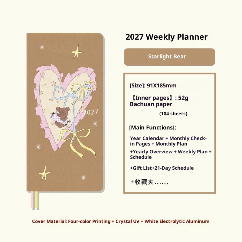 Kinbor 2027 Full Year A5 A6 Notebook Planner 52g Bachuan Paper Daily Journal Agenda Month Year Recrod Book Time Management Bo