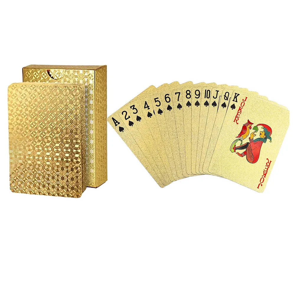 Playing Cards Waterproof Gold Plastic Poker Cards Novelty Poker Game Tools for Board Game Family Party Outdoor Entertainment 