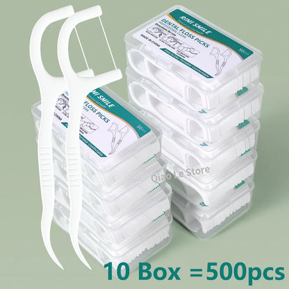 1/2/5/10 Box Portable Disposable Dental Floss Plastic Toothpick High-tension Dental Floss Stick Dental Floss Box ﻿Oral Care -