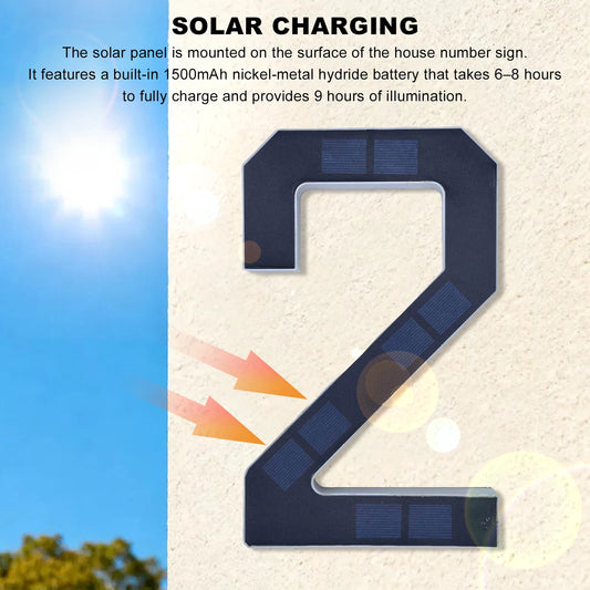 Solar Lighted House Number Outside Light-up LED Address Sign Waterproof Modern House Number Light Address Number for Door Dec