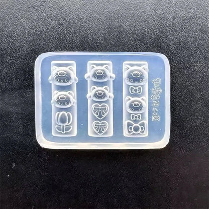 3D Silicone Nail Art Mold Cartoon Hello Kitty Rabbit Bear Relief Carving DIY Design Nails parts Charm Decorations Manicure To