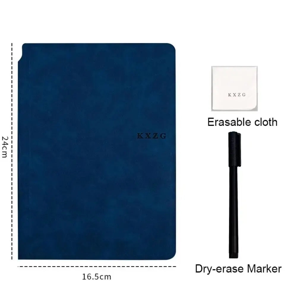 1 Pcs Reusable Whiteboard Notebook Set With Whiteboard Pen Erasing Cloth Leather Memo Pad Weekly Planner Portable Stylish Off