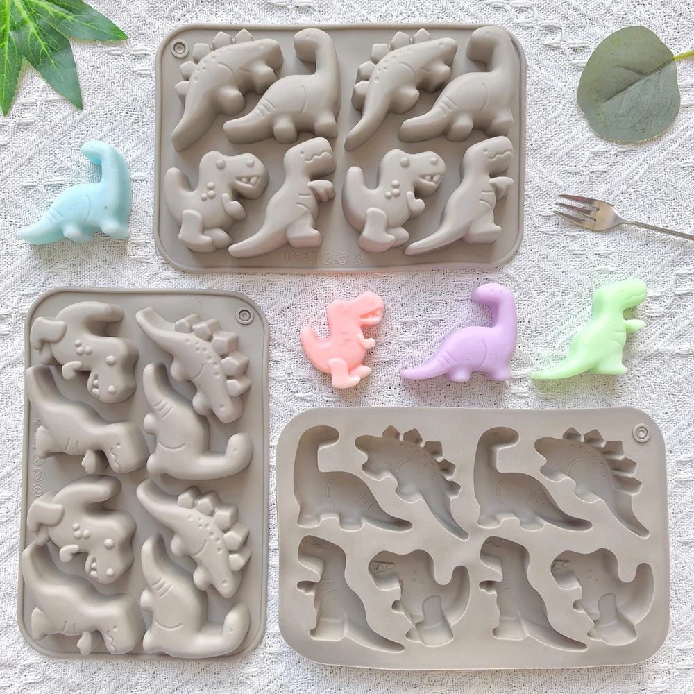 1pc 8-cavity silicone mold 3D dinosaur shaped chocolate candy, pudding, cookies, mold making, cake baking utensils