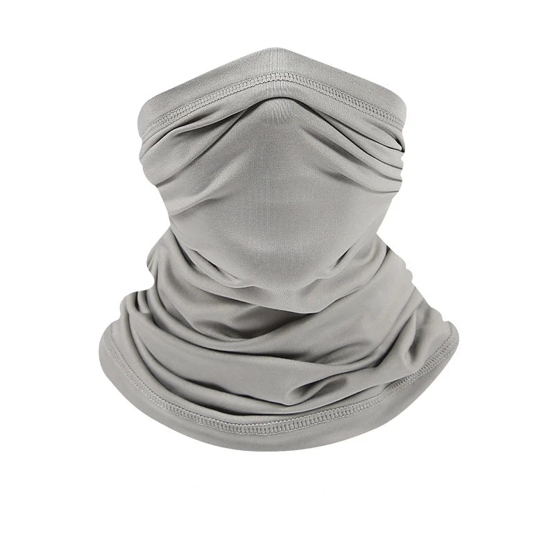 Outdoor Ice Silk Sun Protection Bib Spring and Summer Motorcycle Neck Cover Sports Magic Bandana Riding Mask Full Face - GRAY