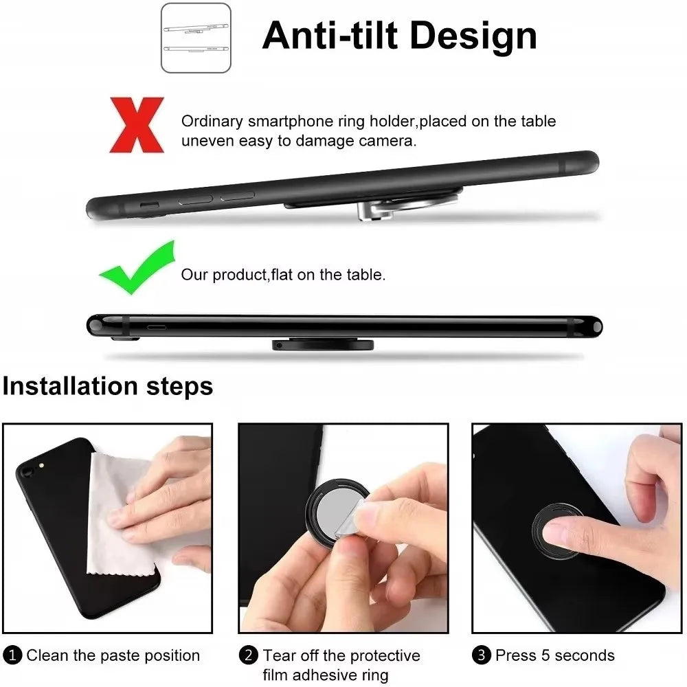 Universal Finger Ring Holder Stand Mobile Phone Luxury Rotatable Phone Back Sticker Holder for IPhone Samsung Xiaomi
