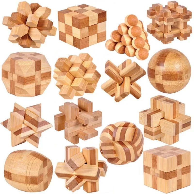 New Wooden Kong Ming Lock Lu Ban Lock IQ Brain Teaser Educational Toy Children Montessori 3D Puzzles Game Unlock Toys Kid Adu