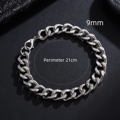 New Trendy Cuban Chain Men Bracelet Classic Stainless Steel 3/5/7/9mm Width Chain Bracelet For Men Women Jewelry Gift - 9mm