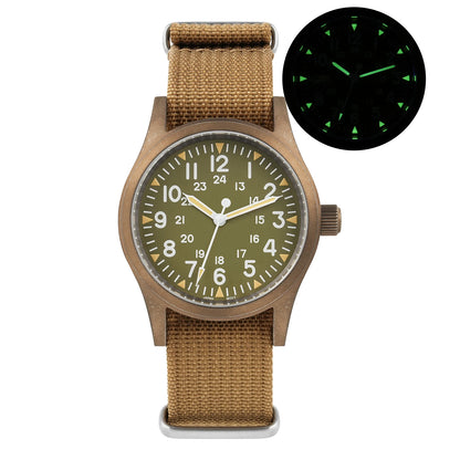 Militado ML05 Vintage Watch VH31 Sweep Second Movement Domed Sapphire Crystal With High Clear AR Coating Luminous 38mm Watche