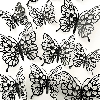 12Pcs/set 3D Hollow Butterfly Wall Stickers Wall Decor for Living Room Wedding Party Decoration Butterflies Decal Stickers