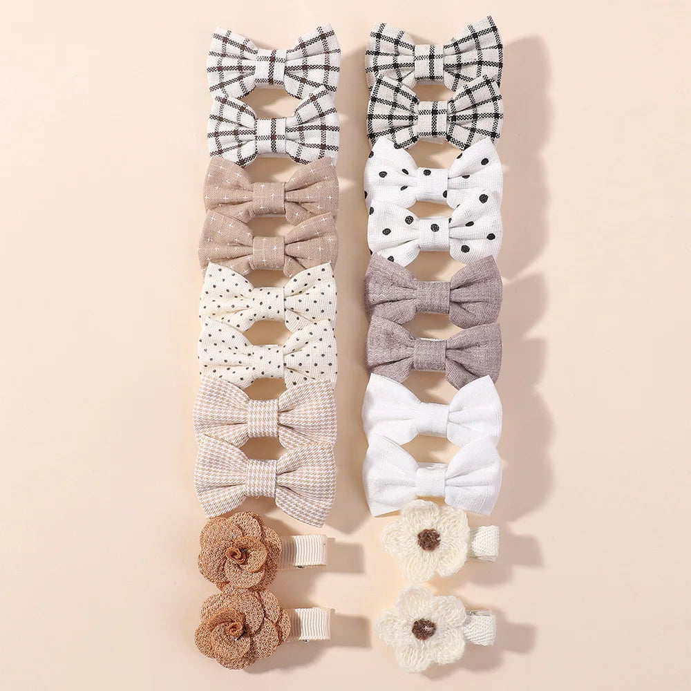 20pcs/set Lovely Kids Bows Hair Clips for Girls Barrette Boutique Full Coverage Fabric Children's Headwear Baby Hair Accessor