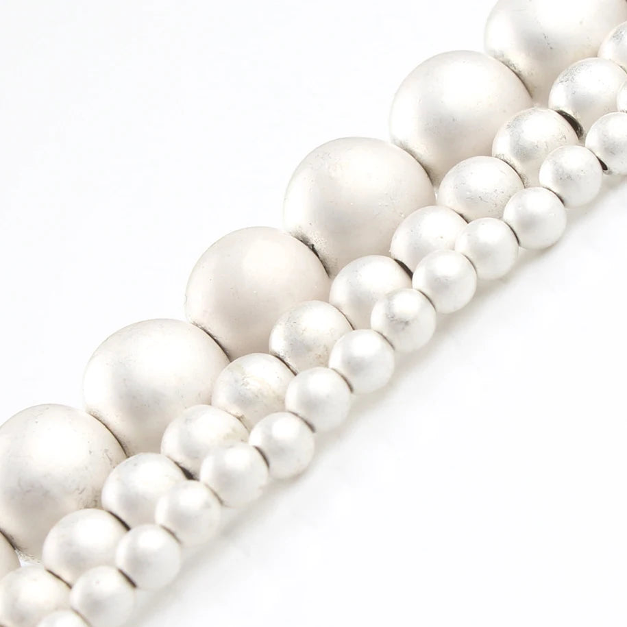 Natural Stones Rhodium Rose Gold Plated Hematite Round Loose Mineral Beads for Bracelet DIY Jewelry Making 15inch 2/3/4/6/8/1