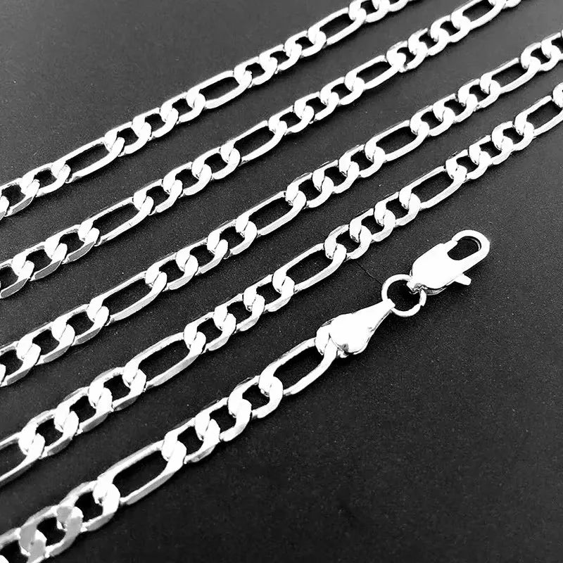 925 Sterling Silver Necklace 2-12mm Width 40-75cm Long Chain Lobster Clasp Men and Women Engagement Jewelry