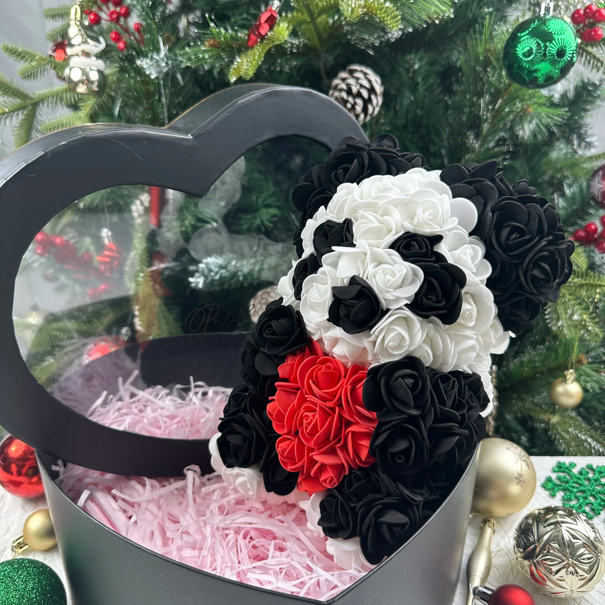 25cm Artificial Teddy Rose Flower Bear with Box Romantic Valentines Day Gift Girlfriend Women Anniversary Wedding Party Suppl