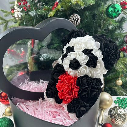 25cm Artificial Teddy Rose Flower Bear with Box Romantic Valentines Day Gift Girlfriend Women Anniversary Wedding Party Suppl