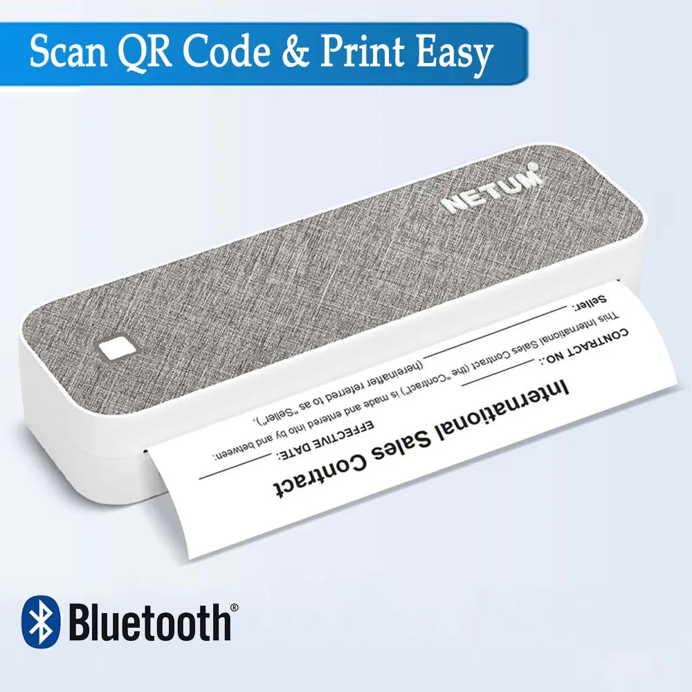 A4 Portable Thermal Printer Bluetooth &USB Photos txt word PDF Document Printing Compatible with Android, iOS, Windows system