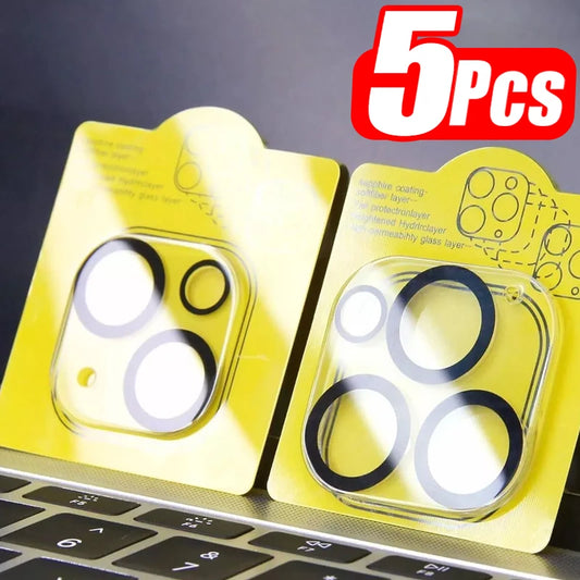 1-5Pcs Tempered Glass for iPhone 17 16 15 14 13 Pro Max Plus Mini Camera Lens Protector Black Circle Protective Lens Film Cov