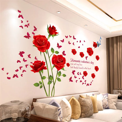 DIY Purple Lavender Living Room Wall Stickers Decor Self-adhesive Flowers Butterfly Wall Decals Mural Bedroom Home Decoration