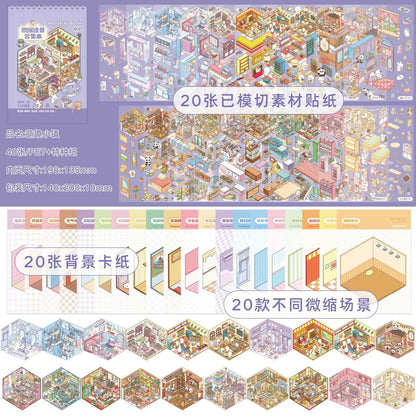40Pcs 20in1 3D Landscape Stickers Collection Book Album Cartoon Scene DIY Toy Game Festival Birthday Gift for Kid Girl Child 