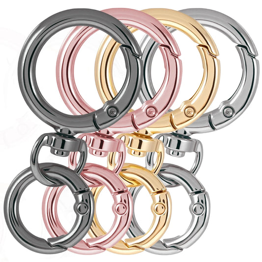 2/5/10 Sets Round Spring Snap Carabiner Clip O Rings Swivel Trigger Hook Metal Clasps Keychain for Handbag Lanyards DIY Craft