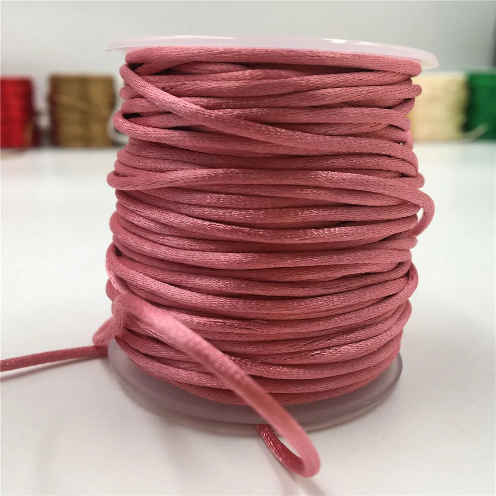 2mm Colorful Rattail Satin Cord Thread Chinese Knot Macrame Bracelet Braided String DIY Tassels Beading Thread 10-225meters -
