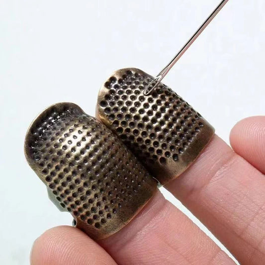 2PCS Vintage Adjustable Thimble Hand Sewing Thimble Ring Home Non-Slip Needle Press Finger Sleeve