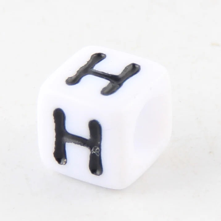 100-500pcs Square White and Black Mixed Letter Acrylic Beads Cube Loose Spacer Alphabet Beads For Jewelry Making Diy Accessor