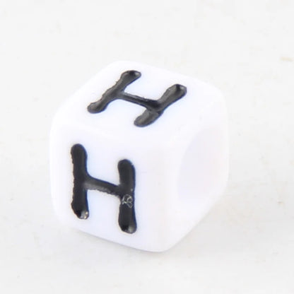 100-500pcs Square White and Black Mixed Letter Acrylic Beads Cube Loose Spacer Alphabet Beads For Jewelry Making Diy Accessor