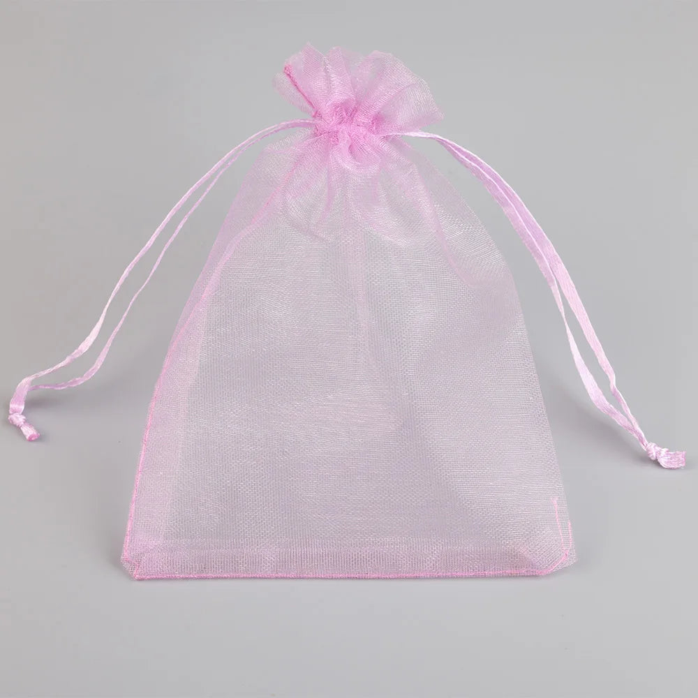 50/100pcs Colorful Organza Gift Bag 5x7 7x9 9x12 10x15 13x18cm Party Wedding Favors Candy Jewelry Packaging Drawstring pouche