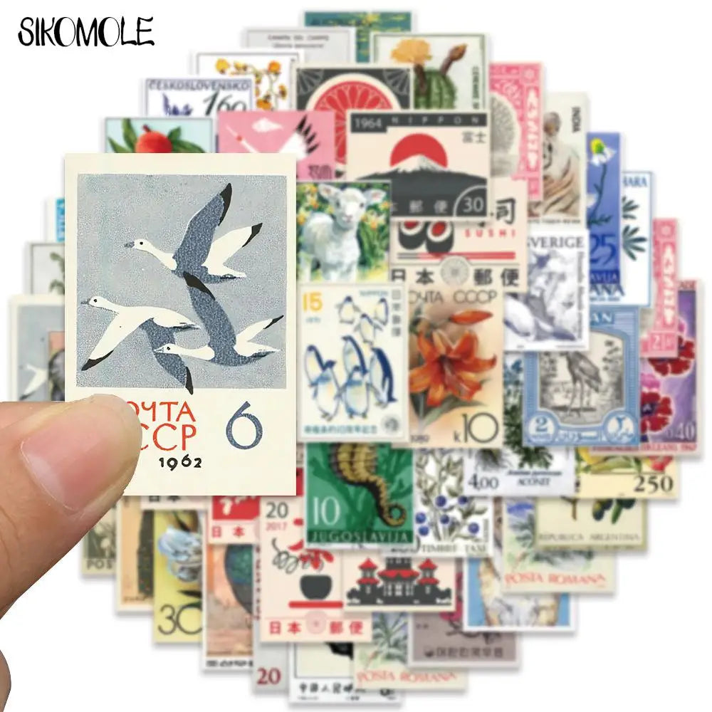 10/30/50PCS Cartoon Retro Art Stamps Stickers Japanese Style DIY Travel Luggage Guitar Fridge Laptop Graffiti Sticker Kid Dec