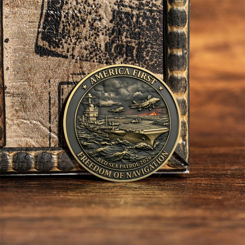 America First Freedom of Navigation Bronze Plated Commemoration Coin Strength Through Deterrence Collection Coin