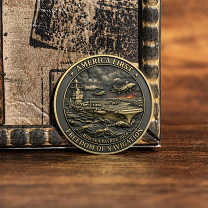 America First Freedom of Navigation Bronze Plated Commemoration Coin Strength Through Deterrence Collection Coin