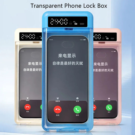 Transparent Phone Lock Box with Display Screen Self-Discipline Device Smart Timer Phone Lock Box Student Phone Time Manager