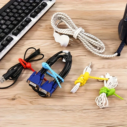 Silicone Reusable Cable Organizer Storage Bag Tie, Wire Management Zipper Tie, Multi-Functional Bag Clip, Organizer Clip Cabl