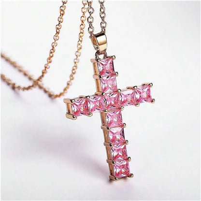 New Fashion Necklaces Female Pendants Gold Multi Color Crystal Jesus Cross Pendant For Women Necklace Party Leisure Time Jewe