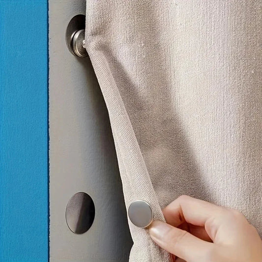 Heavy Duty Magnetic Hooks for Curtains - No Drilling Wall Mounted Hanger, Rustproof Metal Hook with 15lb Load for Kitchen