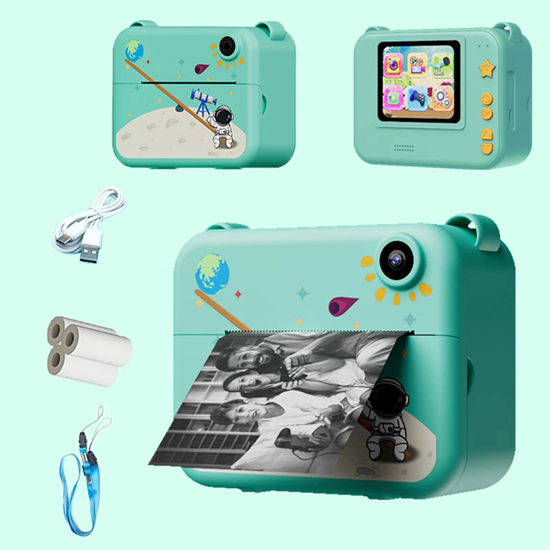 Kids Camera Digital Children Camera 1080P HD Mini Thermal Printer Video Recorder with Instant Print Photo Festive Gift for Ki