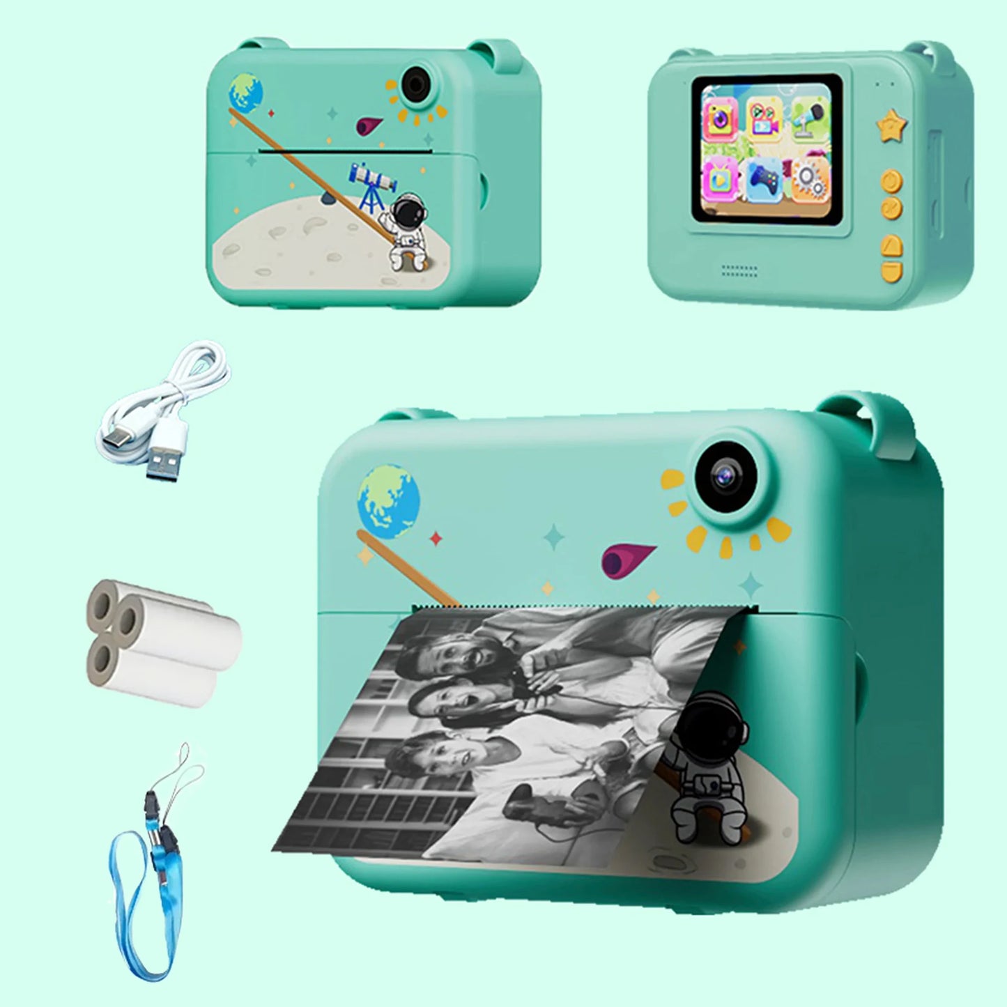 Kids Camera Digital Children Camera 1080P HD Mini Thermal Printer Video Recorder with Instant Print Photo Festive Gift for Ki