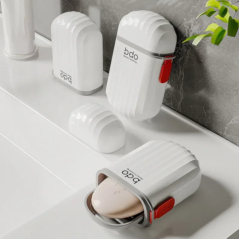 Travel Portable Soap Box with Lid Sealed and Drainable Small Soap Case Bathroom Drain Tray for Camping Traveling Soap Contain