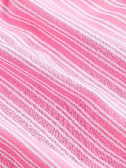 Striped Letter Label Shorts for Women Summer Casual Pink Elastic Waist Shorts Streetwear