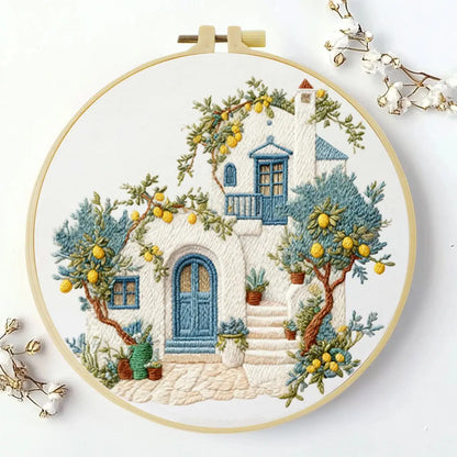 1pc 20X20CM/15X15CM 7.87/6.3inch Beautiful Scenery Embroidery Starter Kit DIY Kit DIY Embroidery Kit Manualidades Craft Paint