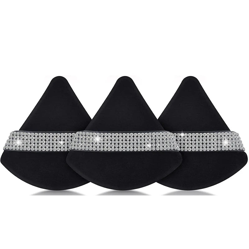 Diamond Triangle Velvet Setting Puff Ribbon Detail Powder Sponge Smooth Finishing Soft Puff for Loose Pressed Powder Applicat