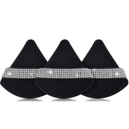 Diamond Triangle Velvet Setting Puff Ribbon Detail Powder Sponge Smooth Finishing Soft Puff for Loose Pressed Powder Applicat