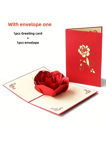 3D Pop-Up Happy Birthday Rose Card - Perfect for Anniversaries, Mother's Day, Weddings - Greeting Women,Youngsters with Envel
